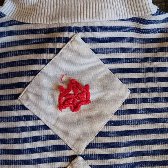 Girls 8 Vintage 1950's Scout-Tex Striped Turtleneck Gym Top All Cotton Distress - Picture 4 of 11